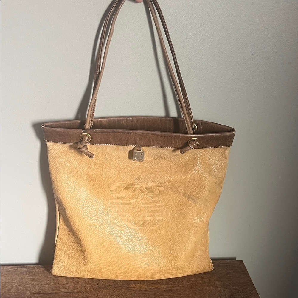 Loewe Brown and Tan Leather Tote Bag